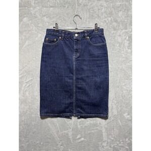 Lauren Jeans Co Ralph Lauren Denim Skirt Womens 2 Blue High Waist Pencil Raw Hem
